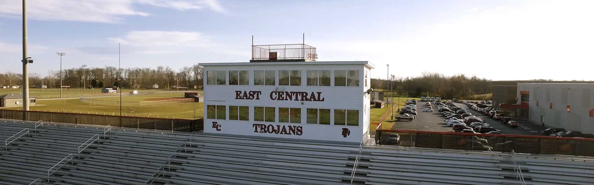Front View of East Central High School Press Box